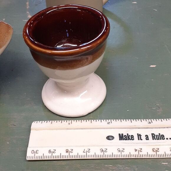 Vintage stoneware soup pot, toothpick holder, and egg dish. - Picture 12 of 15